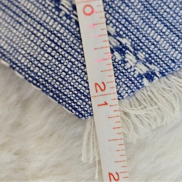 Ann Taylor LOFT Skirt Women’s Sz 10 Blue White Overlay Fringe Cotton Lined Boho - Picture 6 of 10